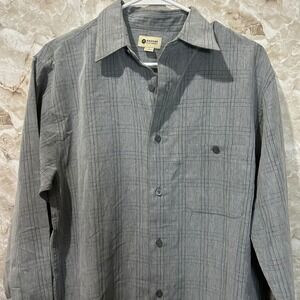Haggar Plaid Button Up Shirt Long Sleeve Collared Gray Casual Small‎